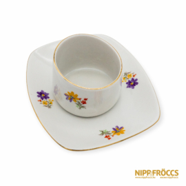 Hollóházi porcelán - Két részes virágmintás kínáló