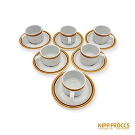 Alföldi porcelán - Barna-narancssárga csíkos kávés csésze 6 darab