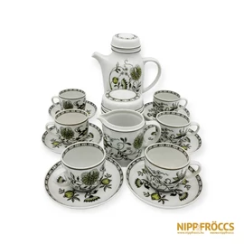 Hollóházi porcelán - Chinoin 6 személyes kávés készlet
