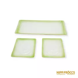 Hollóházi porcelán - Szögletes tál készlet (kínáló + 11 tányér)