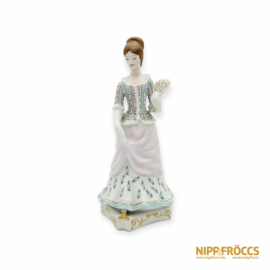 Hollóházi porcelán - Barokk legyezős nő