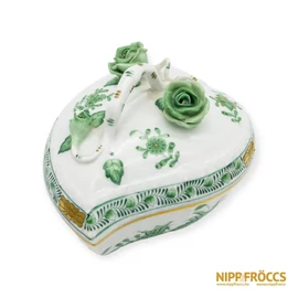 Herendi porcelán - Apponyi mintás szív alakú bonbonier