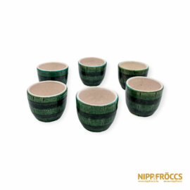 Porcelán, kerámia - Zöld pálinkás pohár 6 db