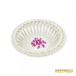 Herendi porcelán - Fonott kosár virág mintával