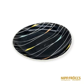 Unterweissbach porcelán - Csíkos mintás fekete tál