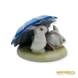 Drasche porcelán - Nyulak esernyő alatt