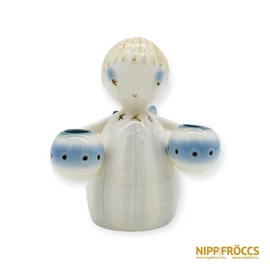 Aquincumi porcelán - Aquazúr angyal két gyertyatartóval