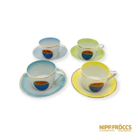 Hollóházi porcelán - Vasas kávés csésze 4 db