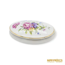 Hollóházi porcelán - Virág mintás bonbonier