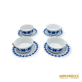 Alföldi porcelán - Kék Piri mintás teás csésze+alj 4 darab