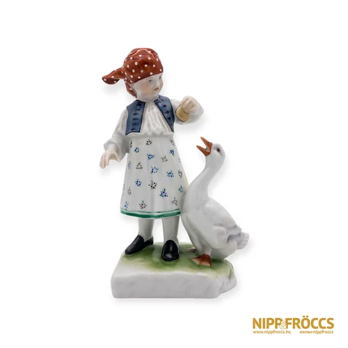 Herendi porcelán - Kislány libával