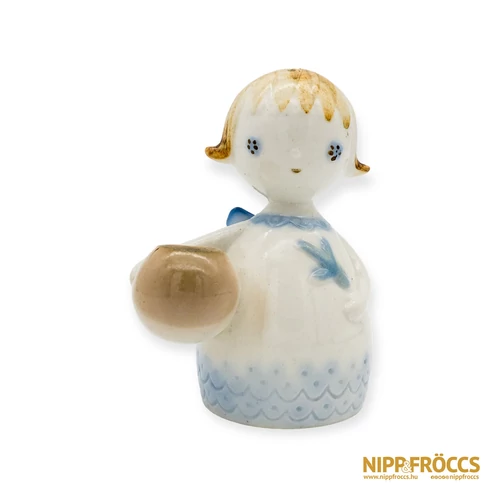 Aquincumi porcelán - Gyertyatartós aquazúr angyal
