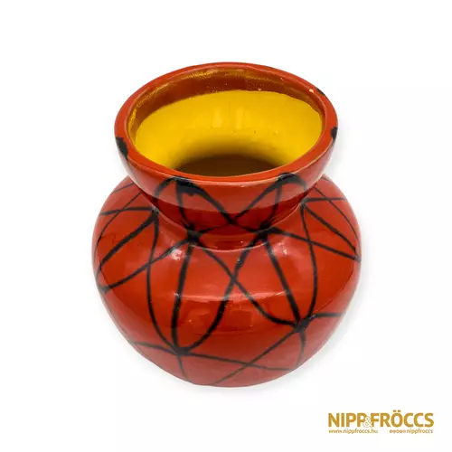 Porcelán, kerámia - Retró piros hasas váza