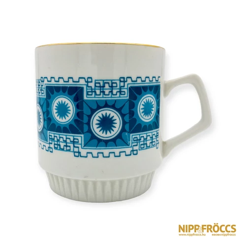 Zsolnay porcelán - Kék-arany mintás bögre