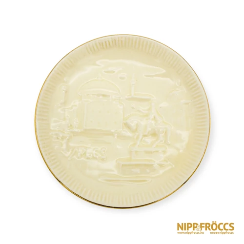 Zsolnay porcelán - Pécs domború mintás emlék tál