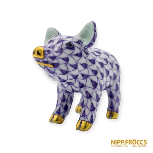 Herendi porcelán - Pikkely mintás lila malac