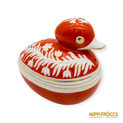 Hollóházi porcelán - Piros kacsa bonbonier