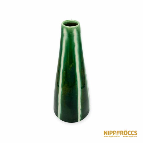 Porcelán, kerámia - Zöld-fehér csíkos nagy váza
