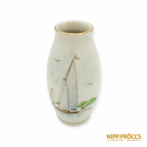 Hollóházi porcelán - Balatoni emlék váza vitorlással