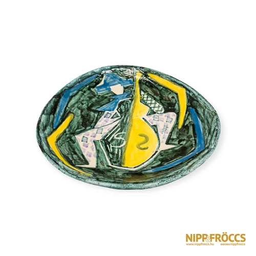 Porcelán, kerámia - Tál nagybőgős bohóccal