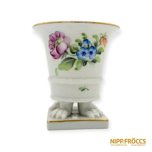 Herendi porcelán - Oroszlán lábas virágmintás kaspó