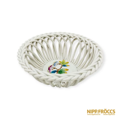 Herendi porcelán - Fonott kosár virág mintával