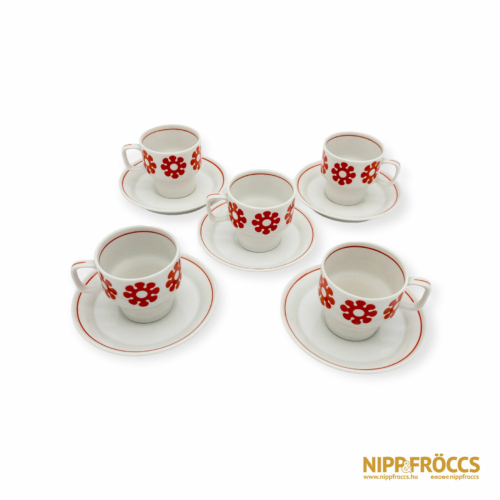 Hollóházi porcelán - Napocskás kávés csészék (5 darab)