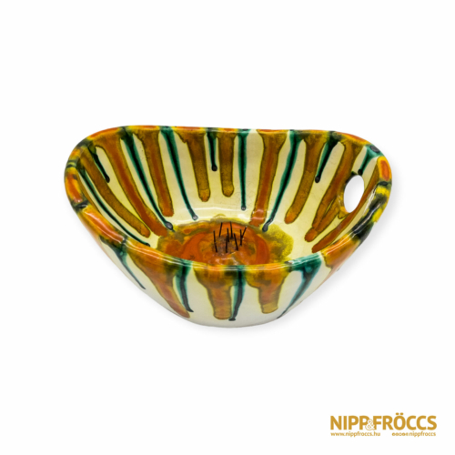 Porcelán, kerámia - Narancssárga-zöld folyatott mázas ikebana