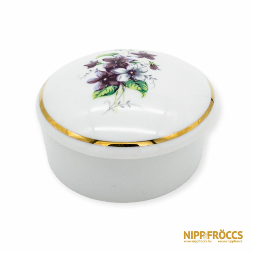 Hollóházi porcelán - Virágmintás szelence