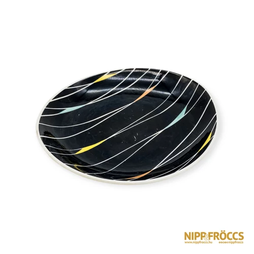 Unterweissbach porcelán - Csíkos mintás fekete tál