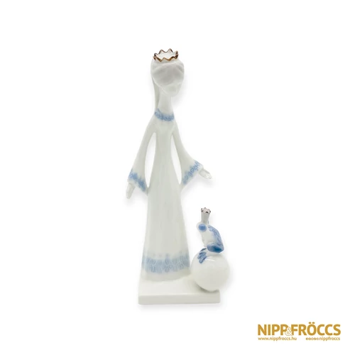 Aquincumi porcelán - Békakirály és királylány aquazúr festéssel