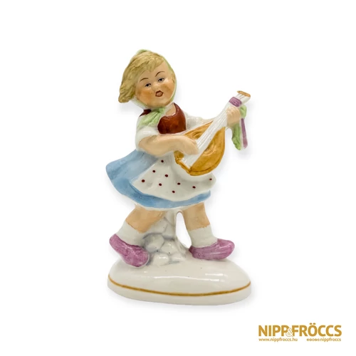Sitzendorf porcelán - Kislány gitárral