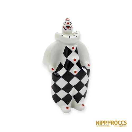 Hollóházi porcelán - Bohóc kockás ruhában