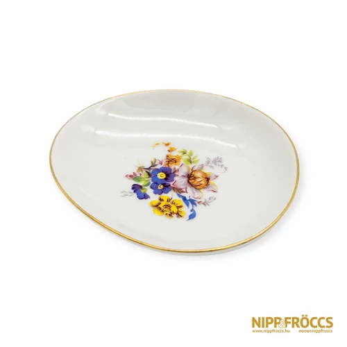 Hollóházi porcelán - Virágmintás kistányér