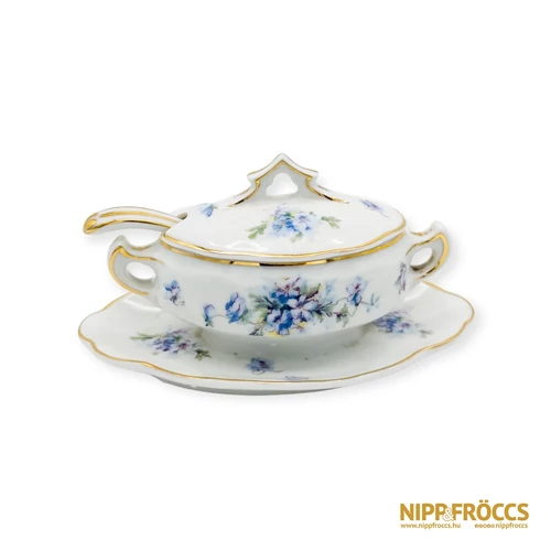 Hüttl Tivadar porcelán - Mustáros tálka kanállal