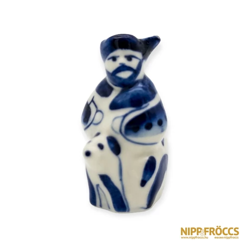 Gzsel porcelán - Férfi kutyával