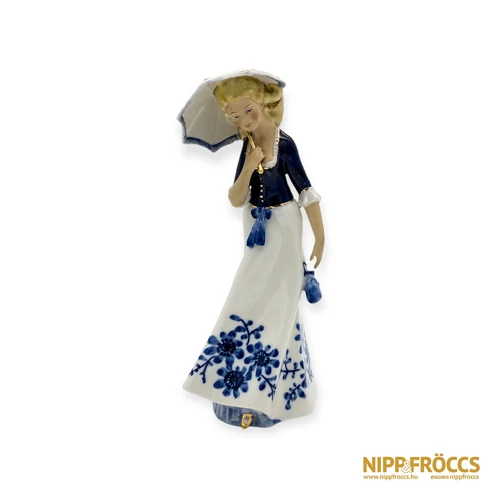 Lippelsdorf porcelán - Szőke nő esernyővel
