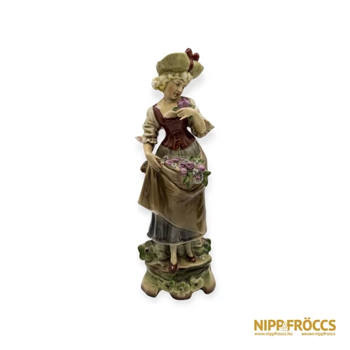 Lippelsdorf porcelán - Barokk nő virágokkal