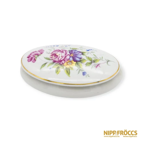 Hollóházi porcelán - Virág mintás bonbonier