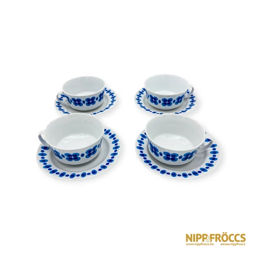 Alföldi porcelán - Kék Piri mintás teás csésze+alj 4 darab