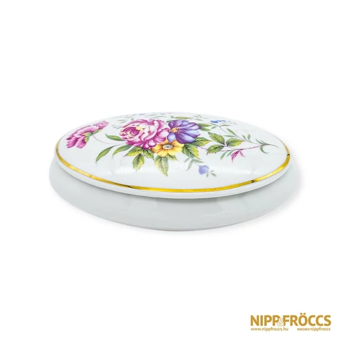 Hollóházi porcelán - Virág mintás bonbonier