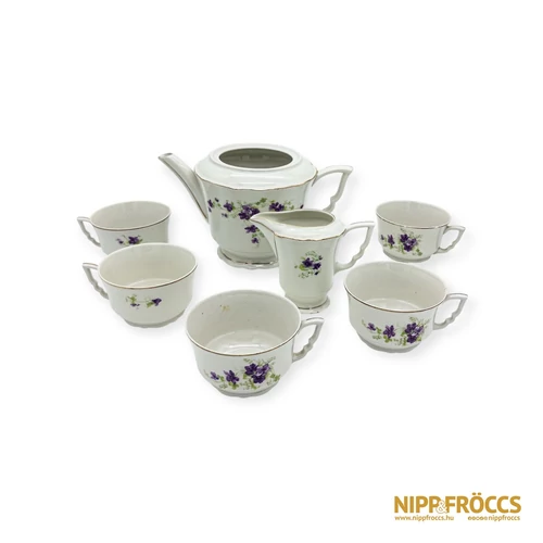 Zsolnay porcelán - Ibolya mintás teás készlet 5 személyes