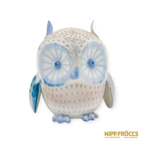 Aquincumi porcelán - Nagy bagoly aquazúr festéssel