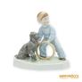 Kép 2/11 - Zsolnay porcelán -  Karikázó gyerek kutyával