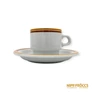 Kép 8/10 - Alföldi porcelán -  Barna-narancssárga csíkos kávés csésze 6 darab