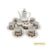 Kép 2/21 - Hollóházi porcelán -  Narancssárga-barna kávés készlet 6 személyes