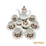 Kép 1/21 - Hollóházi porcelán - Narancssárga-barna kávés készlet 6 személyes