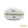 Kép 10/12 - Hollóházi porcelán -  Tojás alakú bonbonier kék-lila virágokkal