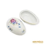 Kép 11/12 - Hollóházi porcelán -  Tojás alakú bonbonier kék-lila virágokkal