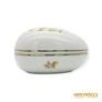 Kép 3/8 - Hollóházi porcelán -  Tojás alakú bonbonier barna virágokkal